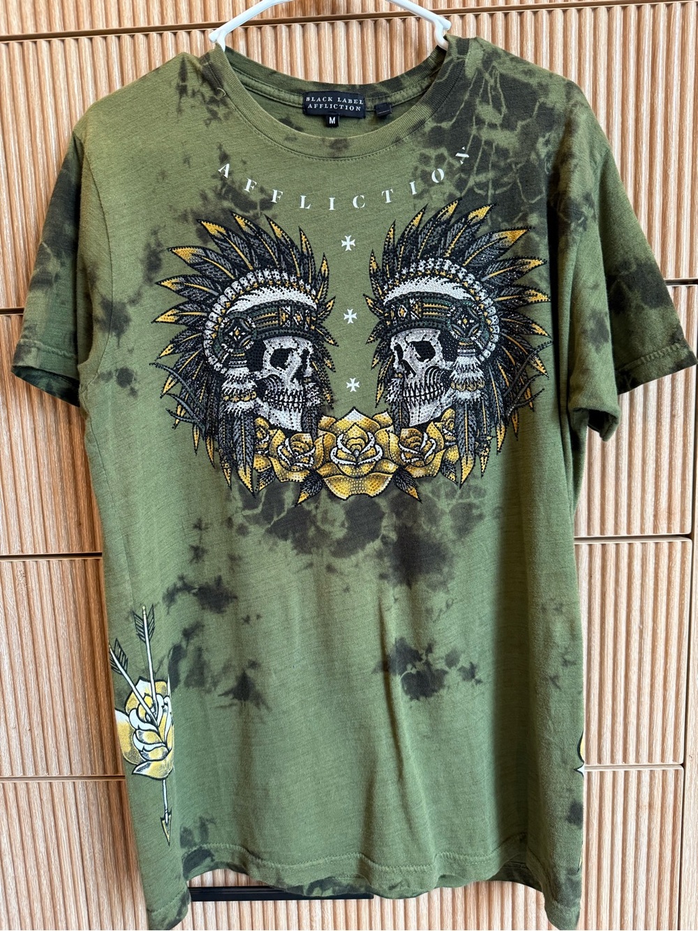 Olive Black Label Affliction Skull T-shirt